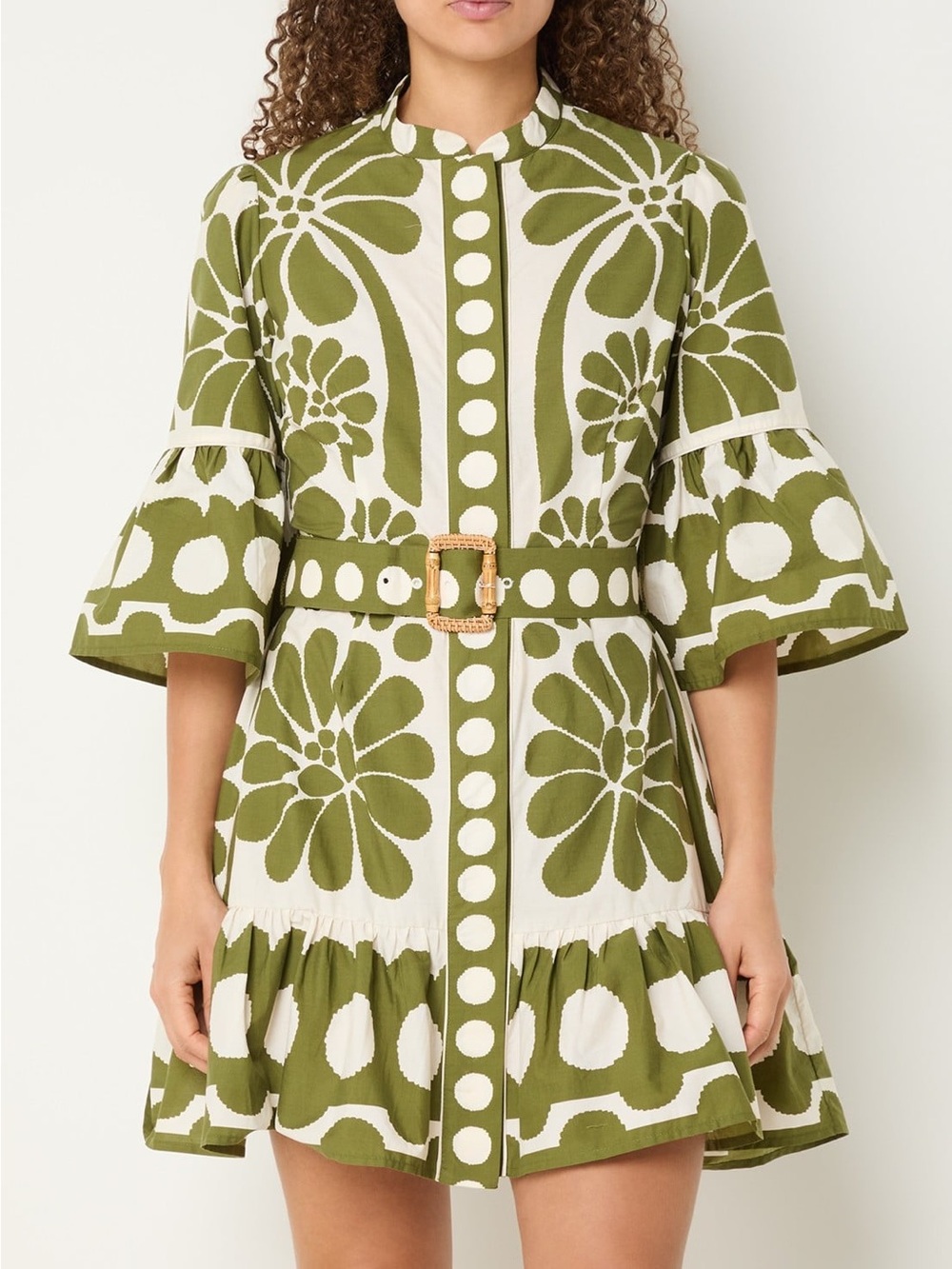 NWT FARM RIO Green Palermo Belted Mini Dress